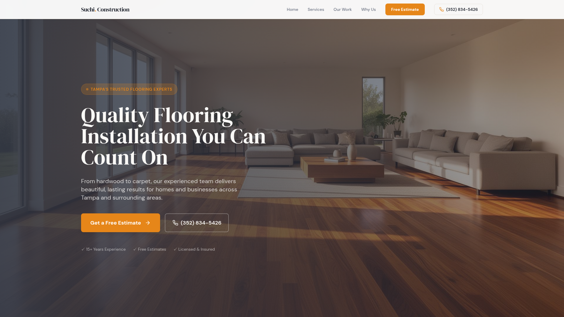Suchi Construction Services, flooring website built by Dee Marketing